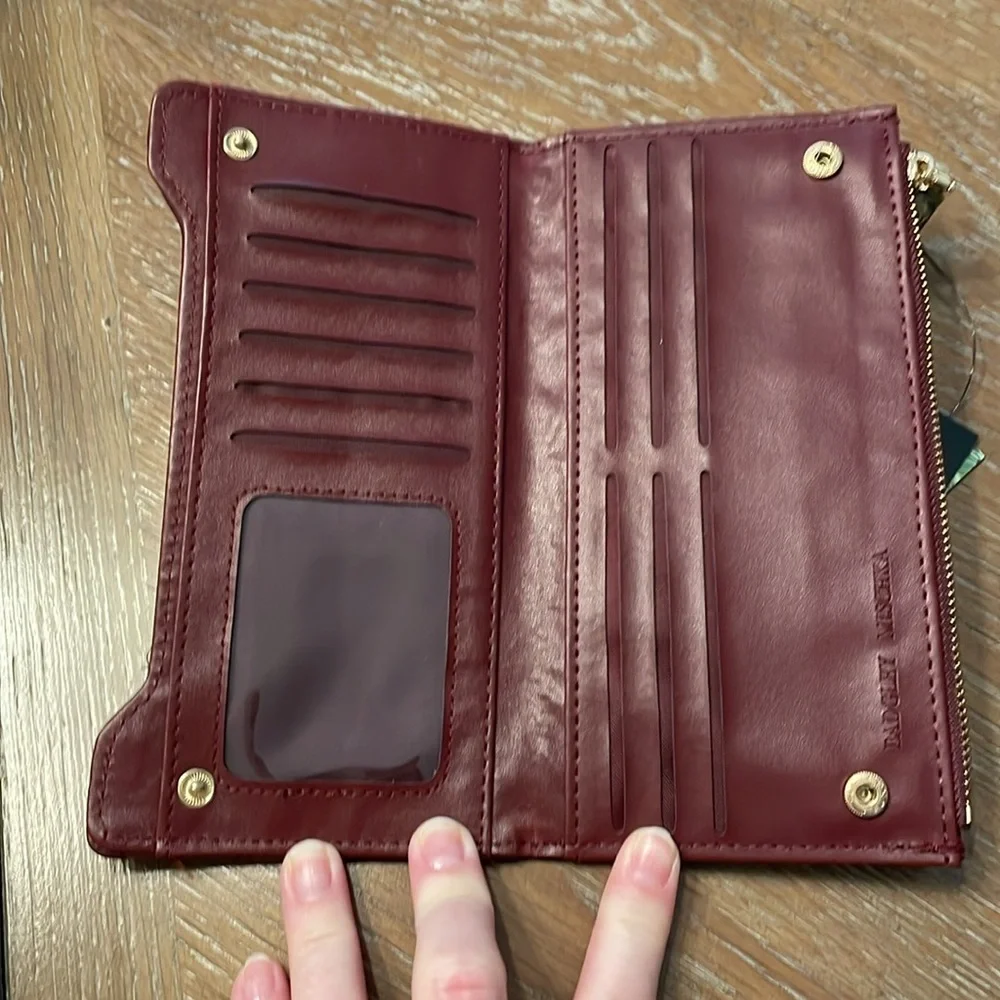 NWT Badgley Mischka long snap wallet with zip money pouch, plum or wine BM-4172 - Picture 6 of 10